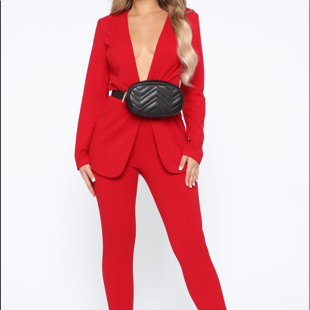 Red Blazer Set